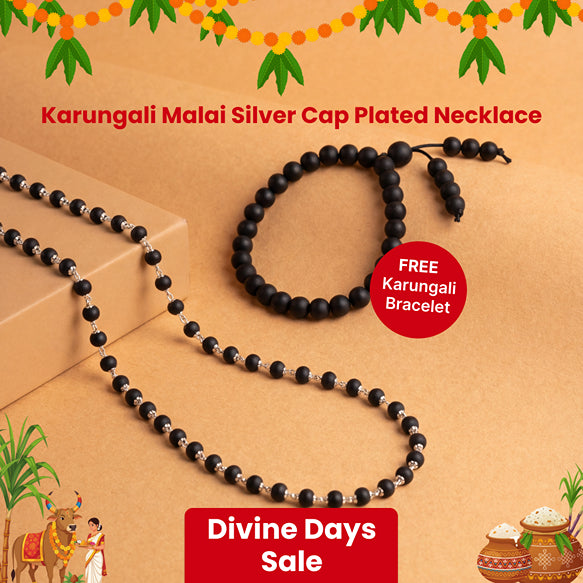 Karungali Malai Silver Cap Plated Necklace with Certification with FREE Karungali Bracelet