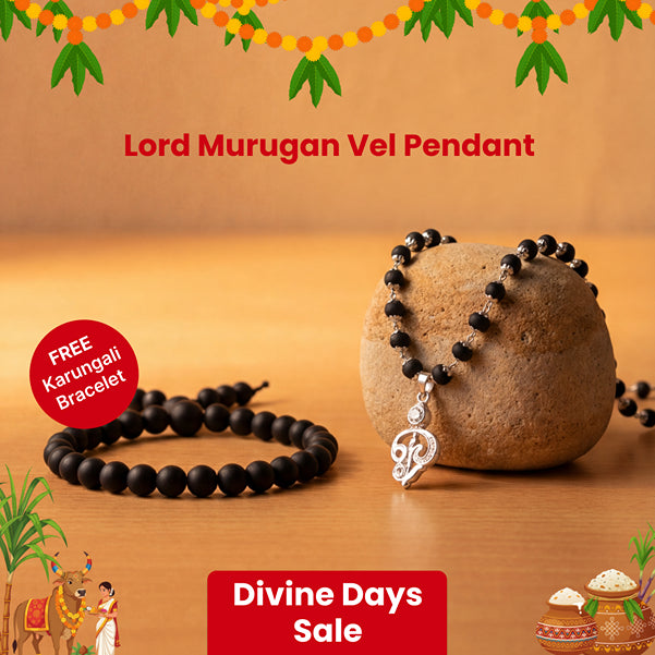 Lord Murugan Vel Pendant with FREE Karungali Bracelet