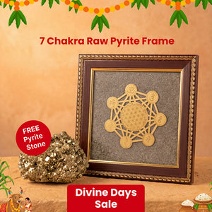 7 Chakra Raw Pyrite Frame for Energy Balance & Wealth Flow with FREE Raw pyrite stone