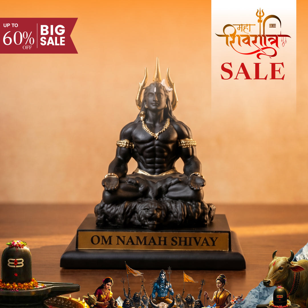 Adiyogi Gold Plated Trishul Damru with Base