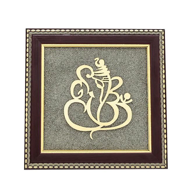 Ganesh Ji Pyrite Frame in Gold Finish