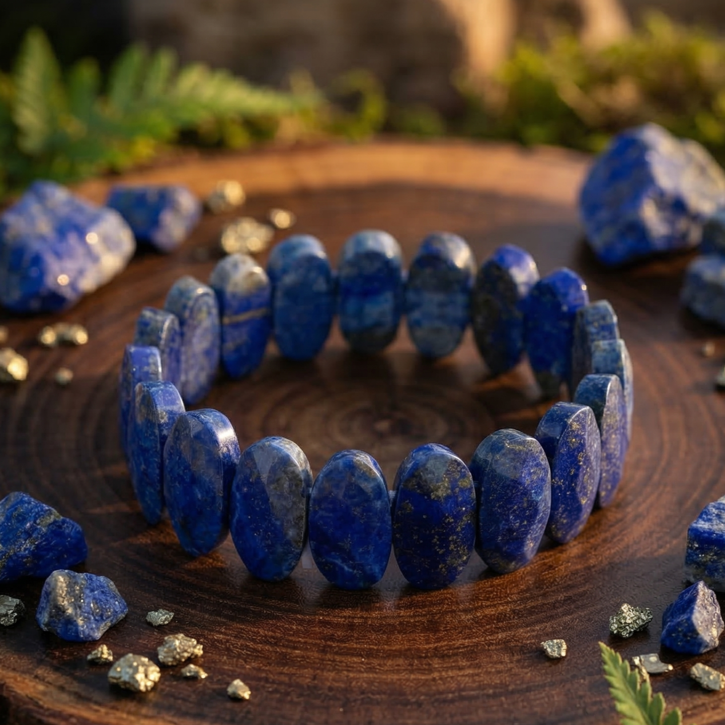Lapis Lazuli Flat Beaded Bracelet