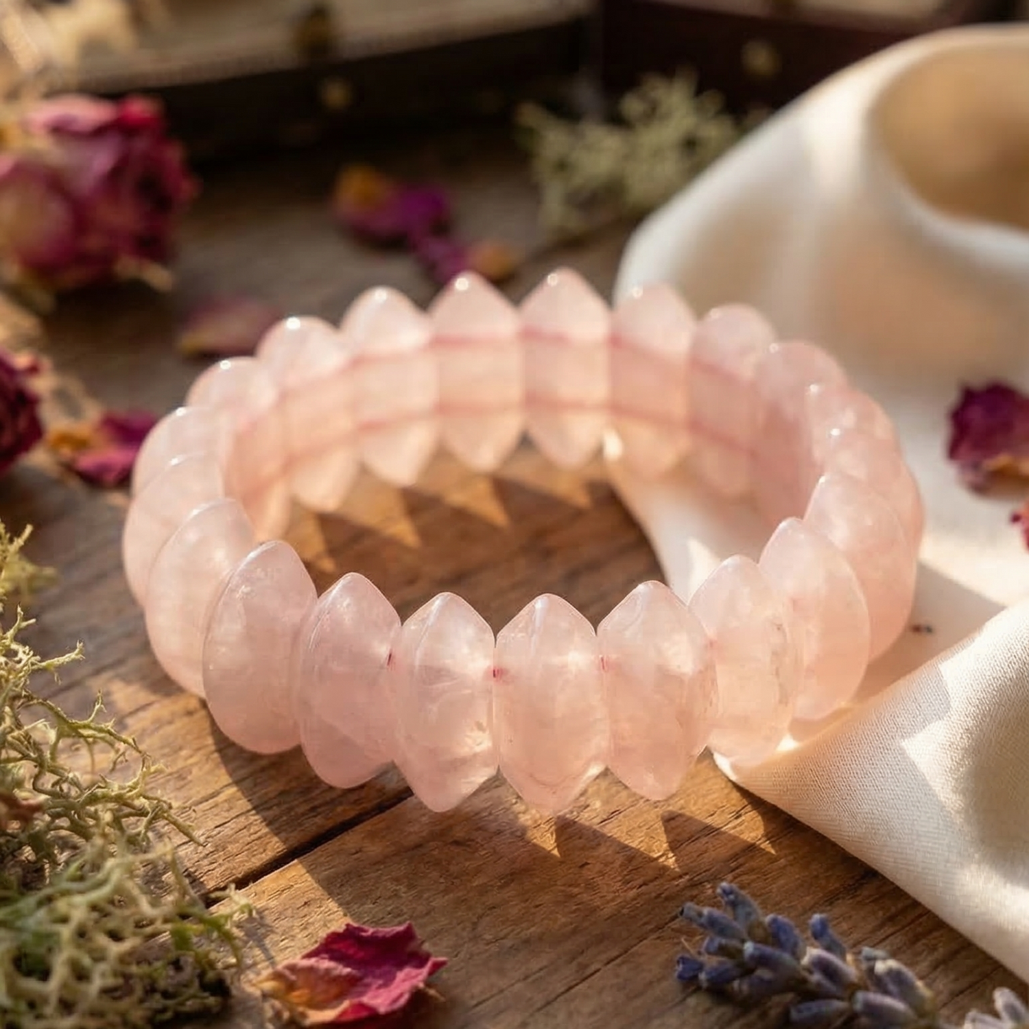 Rose Quartz Oval Cut Bracelet