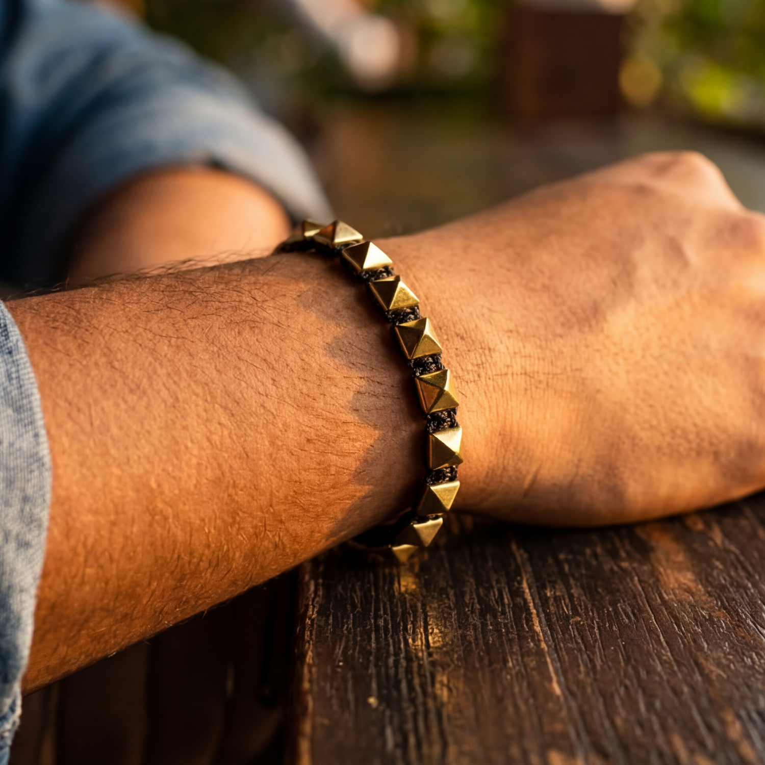 Golden Pyrite Pyramid Bracelet