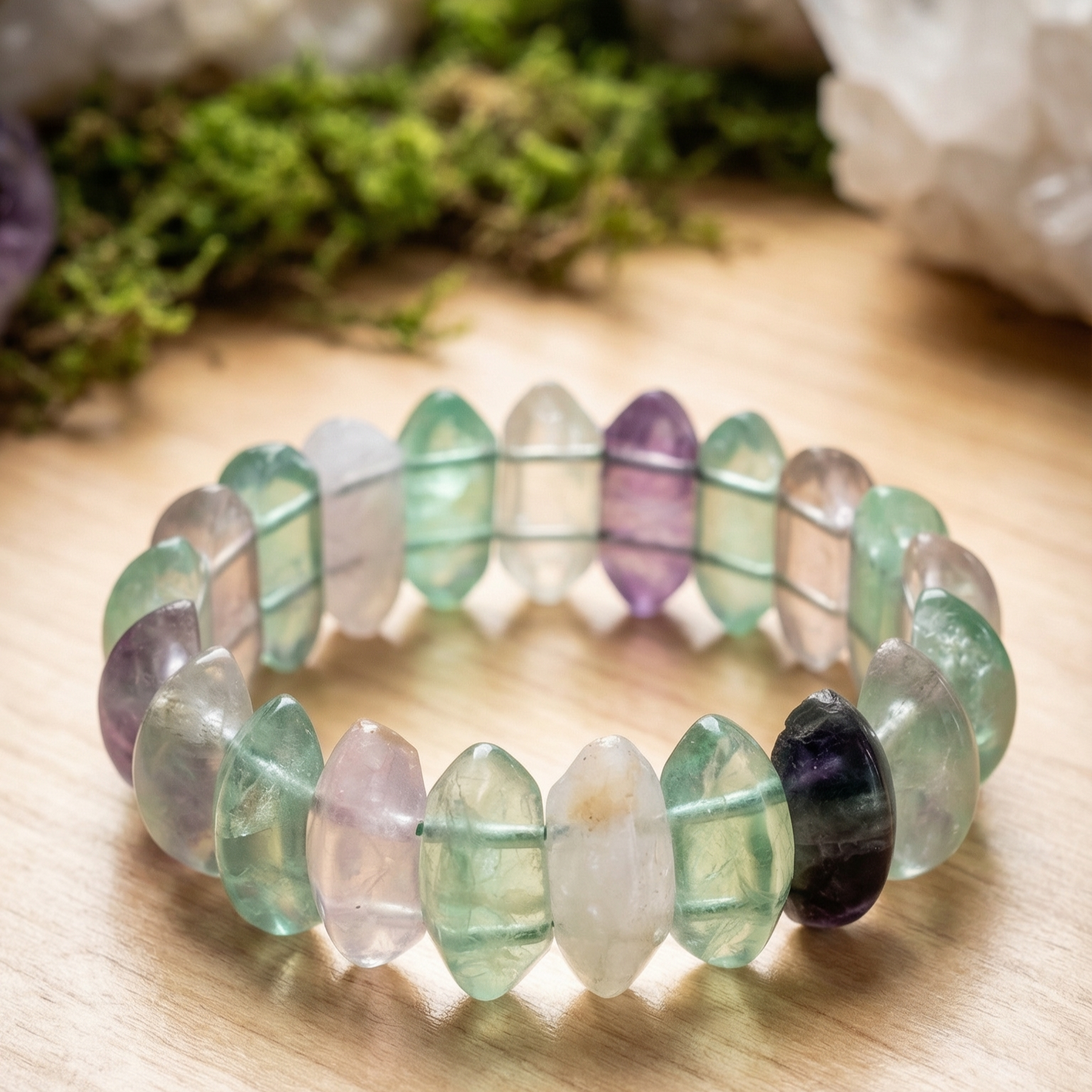 Green Aventurine,Clear Quartz and Amethyst Oval Cut Bracelet