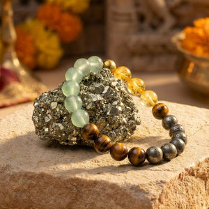 Money Magnet Bracelet & Raw Pyrite Prosperity Combo