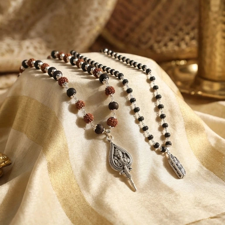 Rudraksha Karungali Silver Cap Combo – Lord Murugan Shastra & Shakti