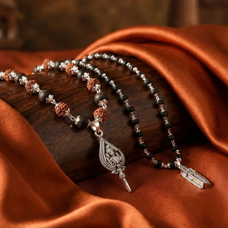 Rudraksha Karungali Silver Cap Combo – Lord Murugan Shastra & Shakti