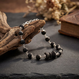 Silver Cap Karungali Bracelet with Karungali Damroo