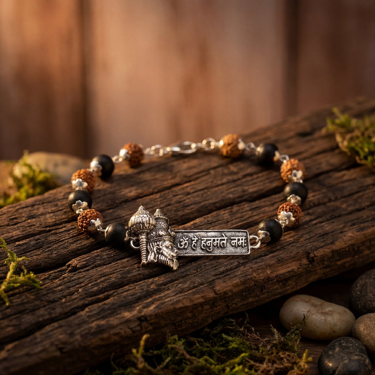 Rudraksha Karungali Hanuman Mantra Bracelet