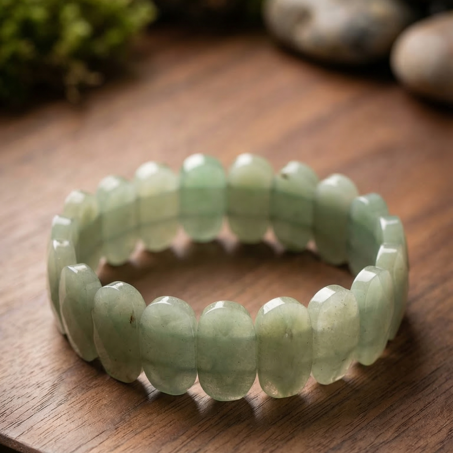 Green Aventurine Flat Beaded Bracelet