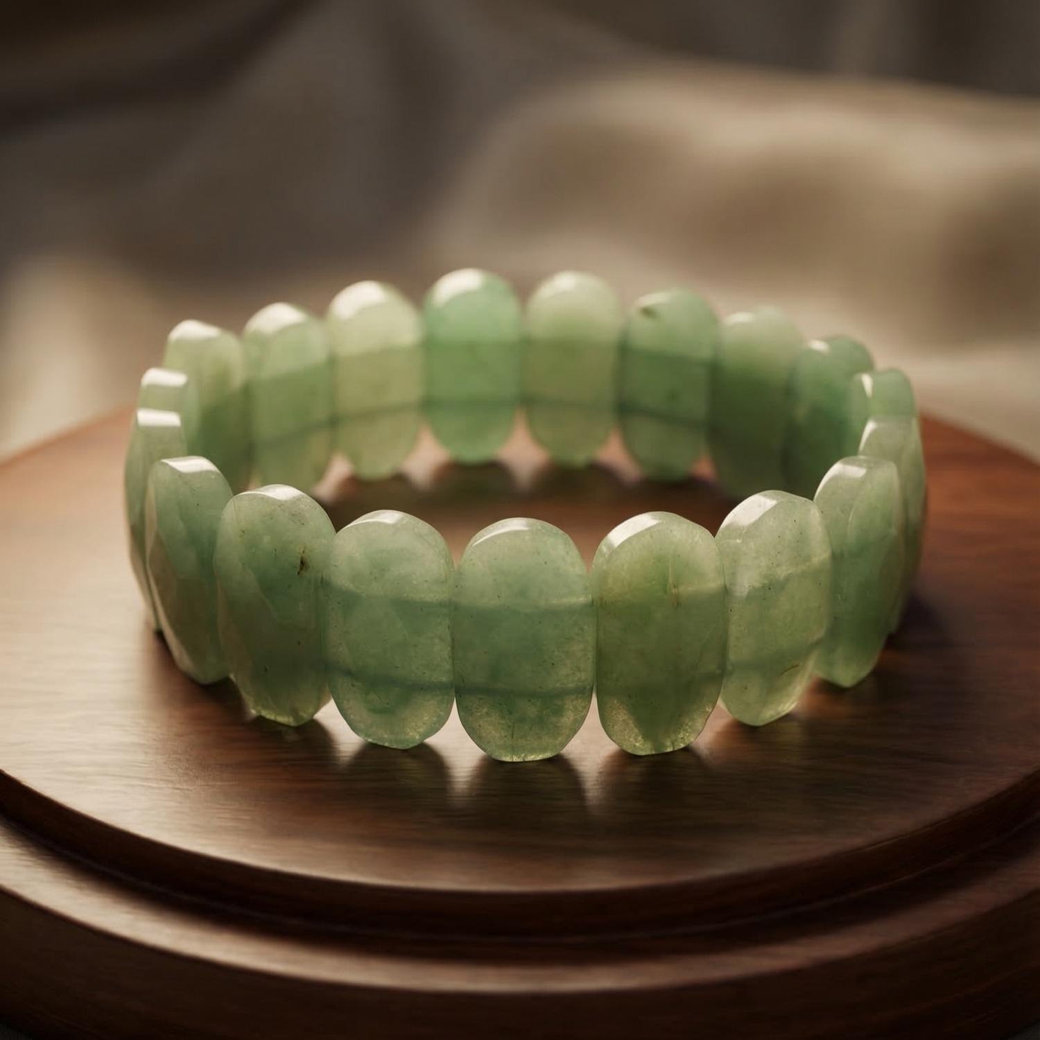Green Aventurine Flat Beaded Bracelet