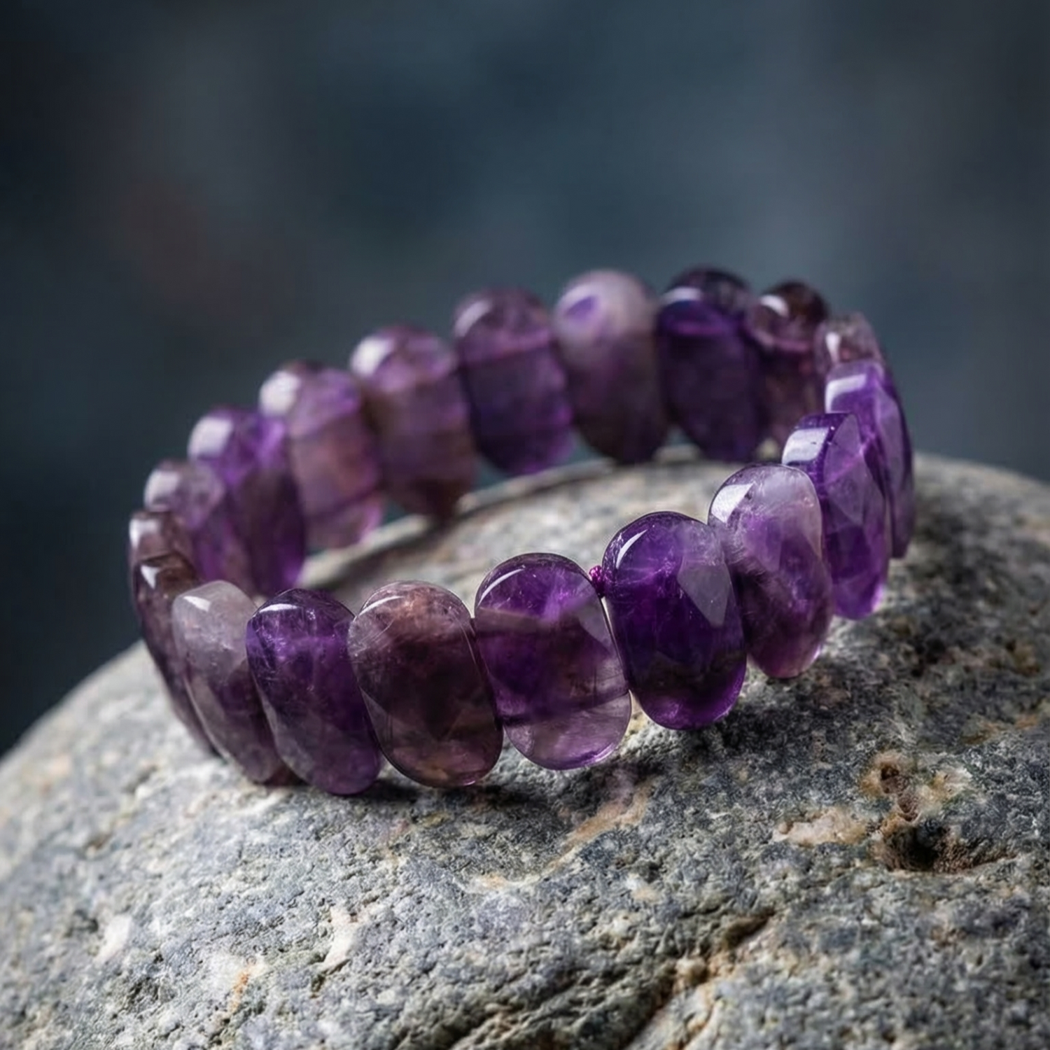 Amethyst Flat Beaded Bracelet