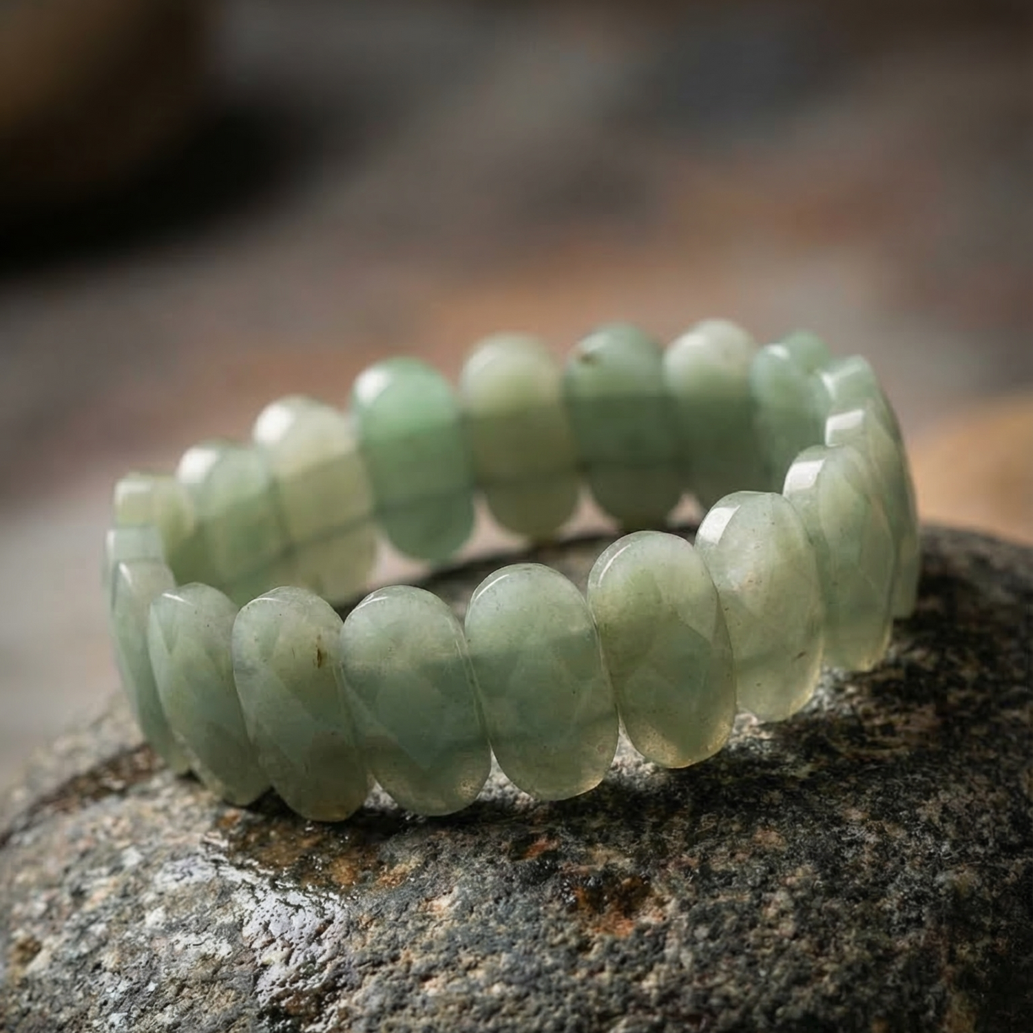 Green Aventurine Flat Beaded Bracelet