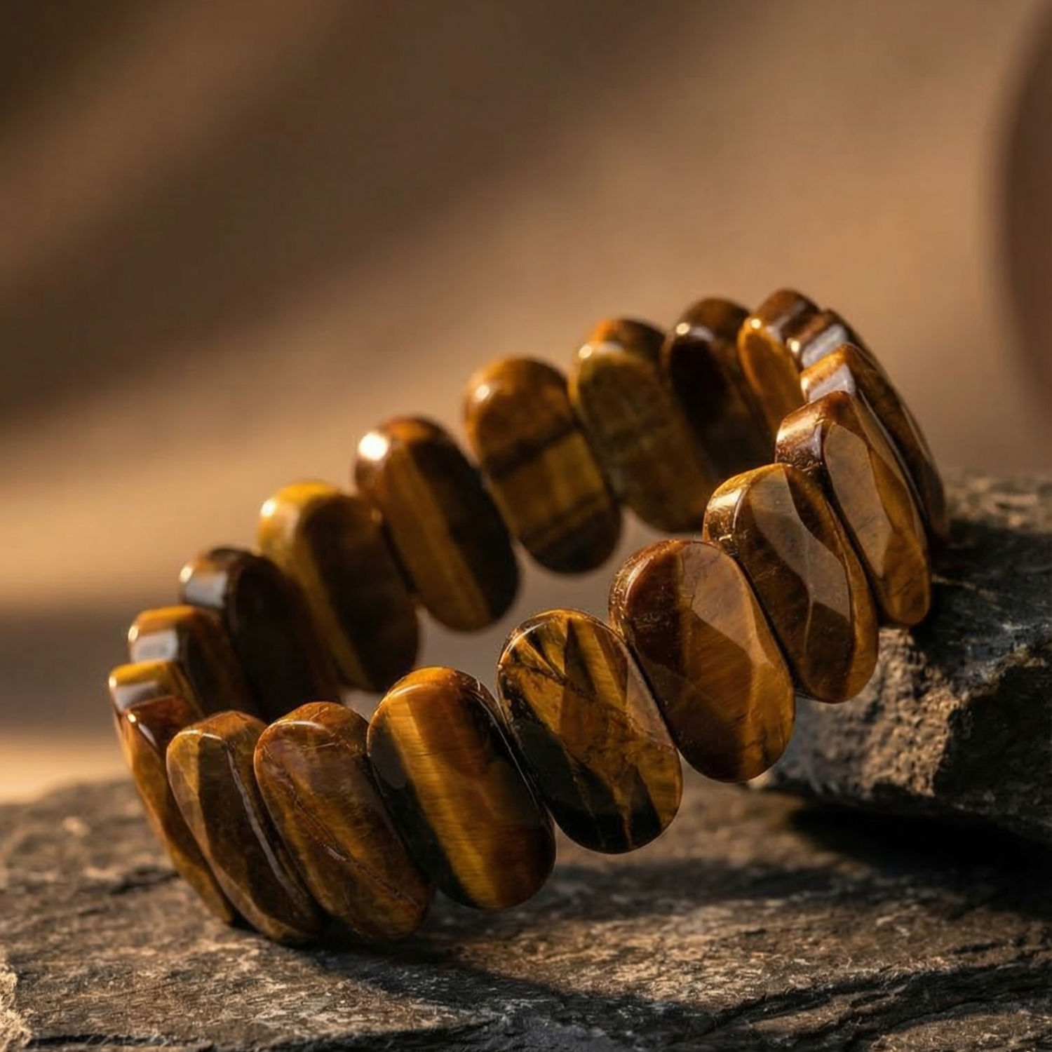 Tiger Eye Flat Beaded Bracelet