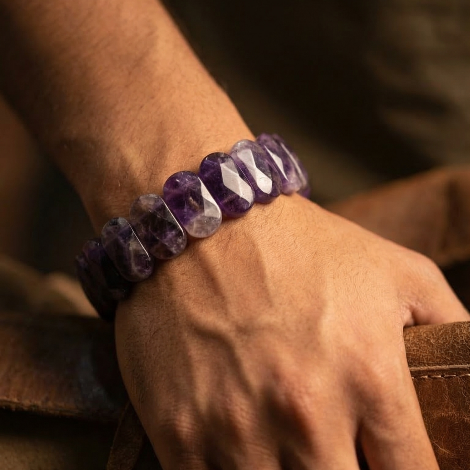 Amethyst Flat Beaded Bracelet