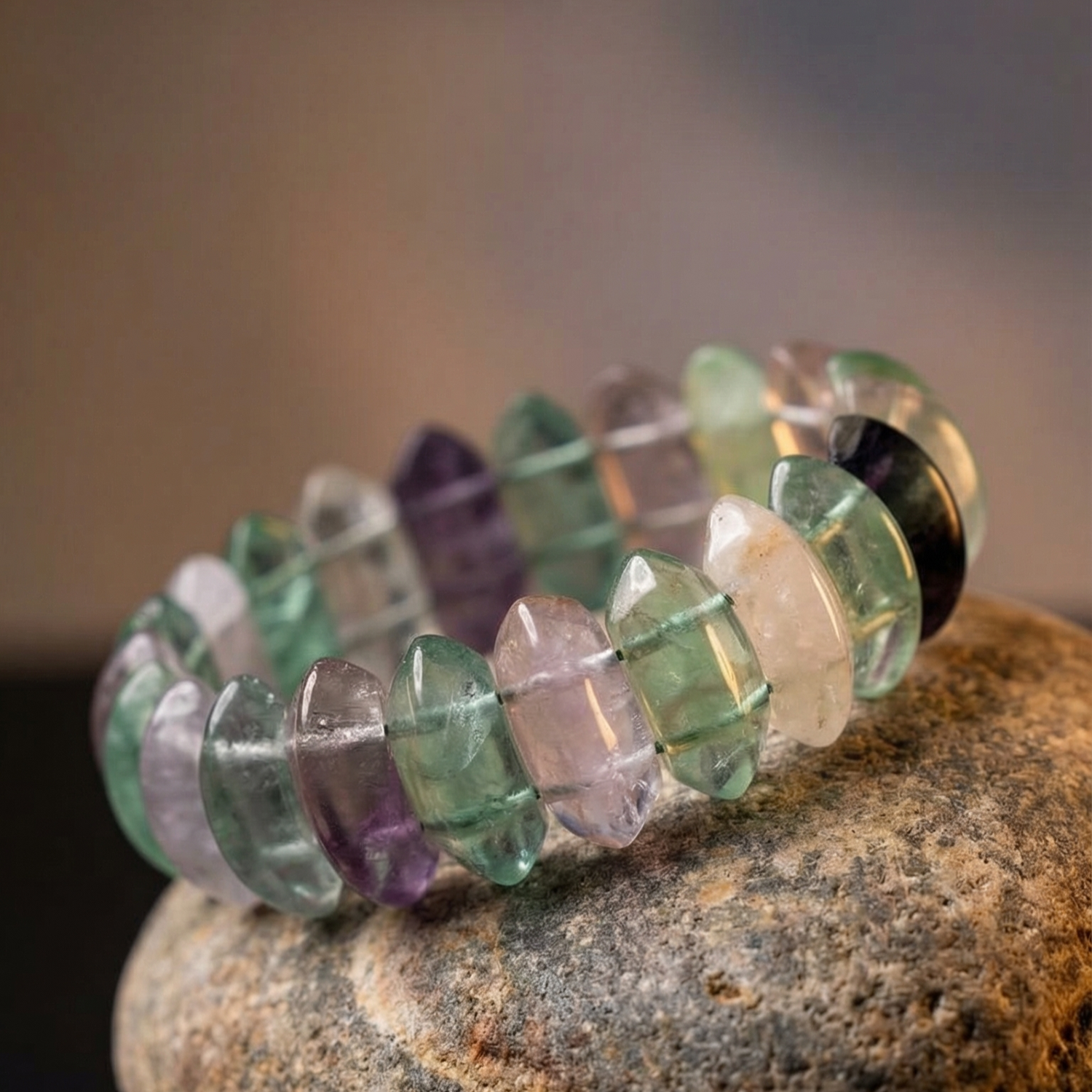 Green Aventurine,Clear Quartz and Amethyst Oval Cut Bracelet