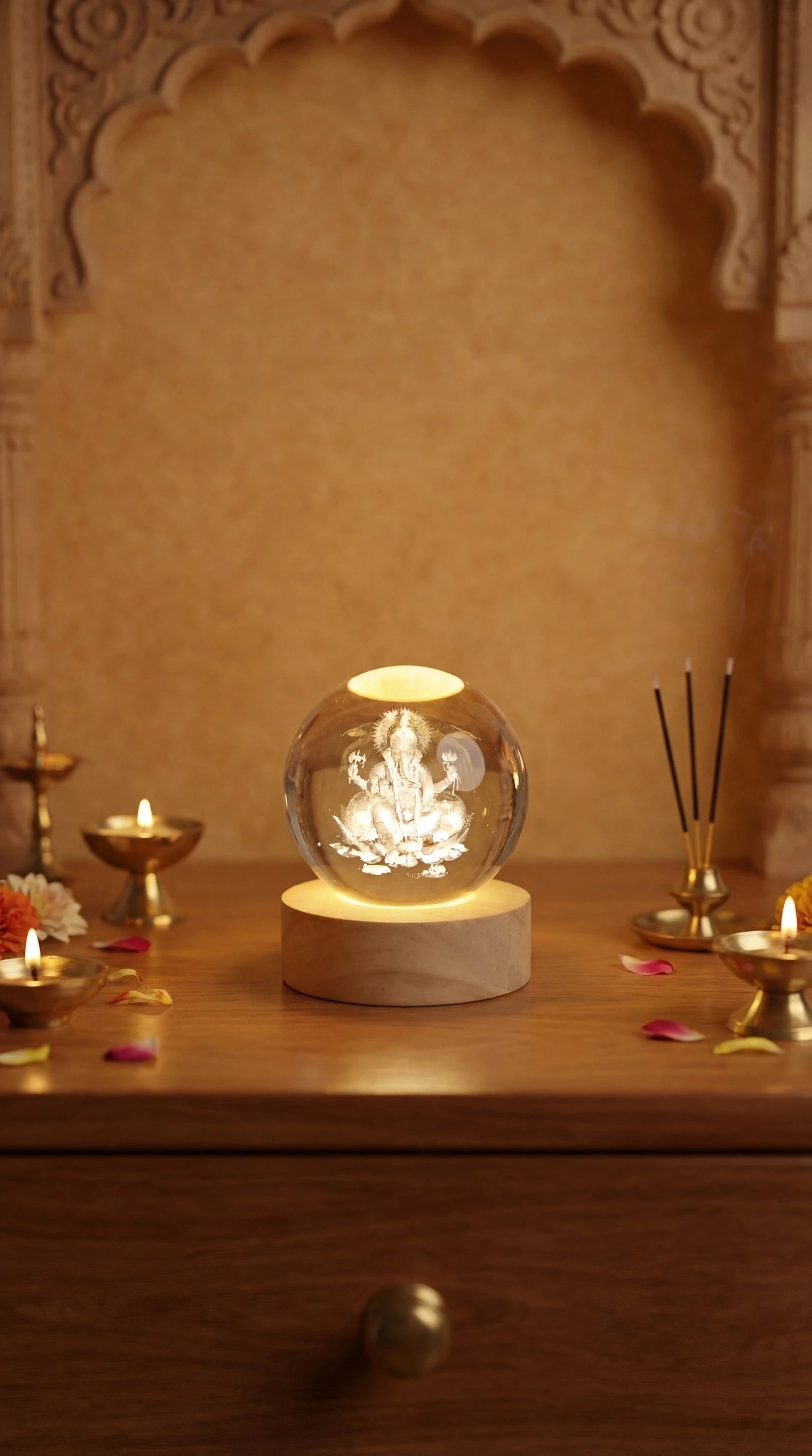 Ganesh Ji 3D Crystal Ball