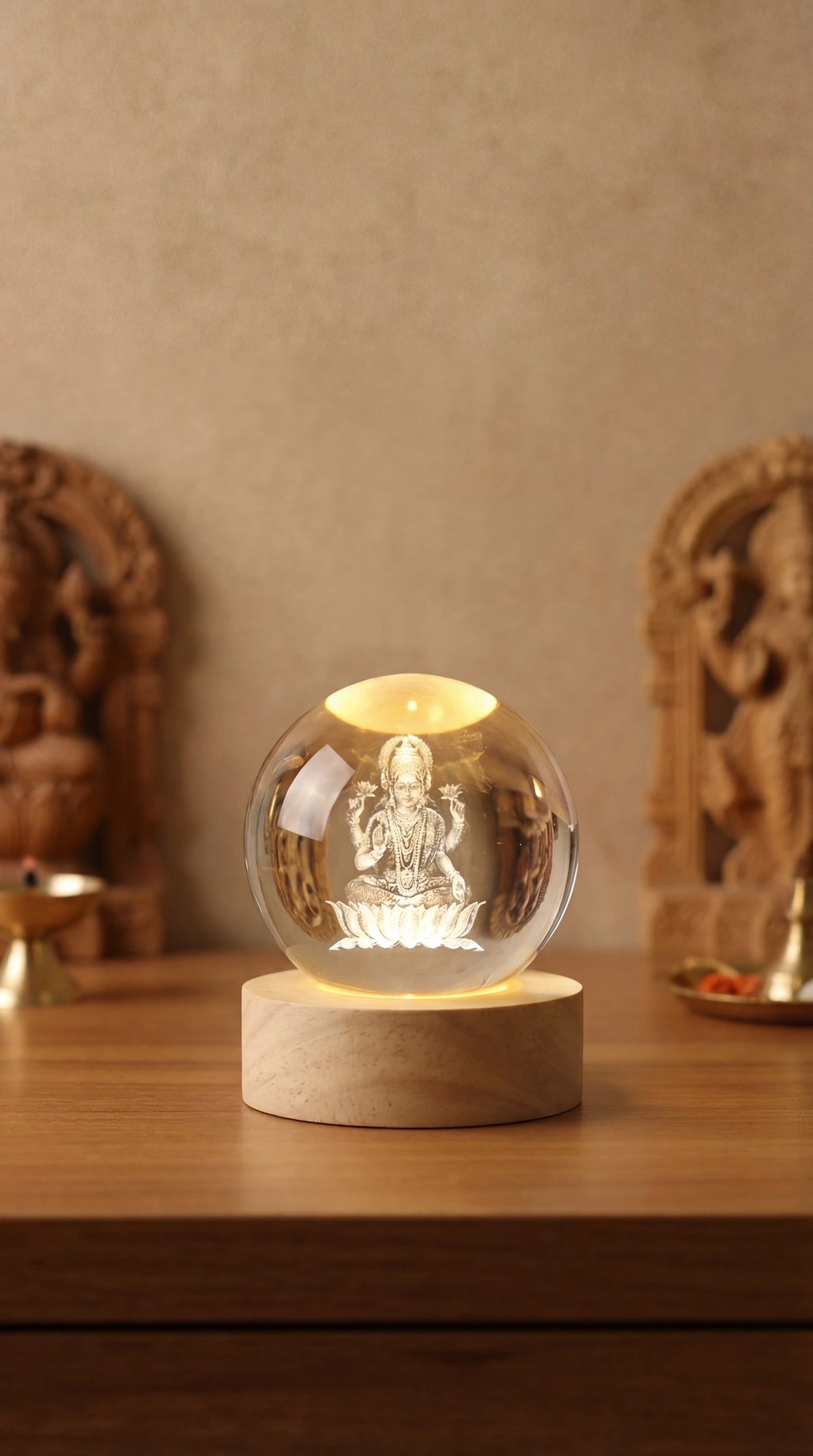 Lakshmi Mata 3D Crystal Ball