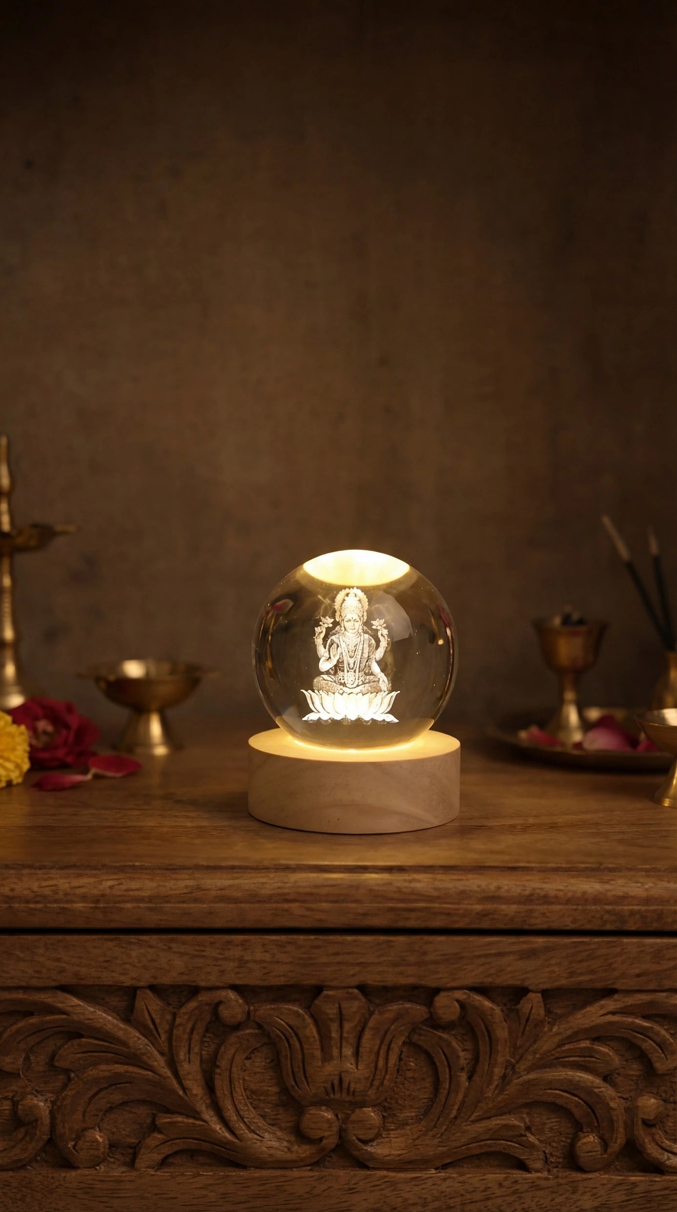 Lakshmi Mata 3D Crystal Ball