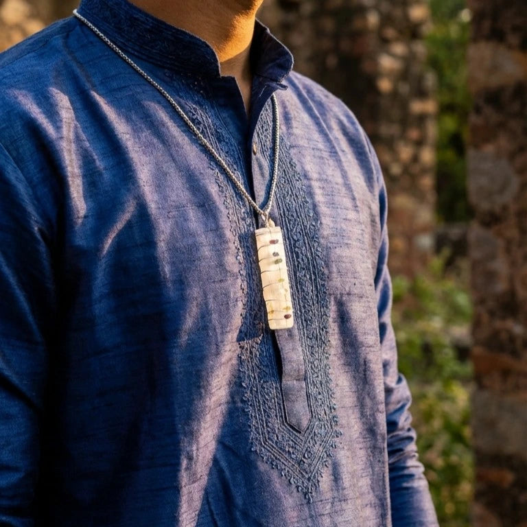 7 Chakra Stone Pendant with Selenite Plate