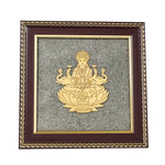 Goddess Gajalakshmi Raw Pyrite Frame | Divine Wealth & Fortune