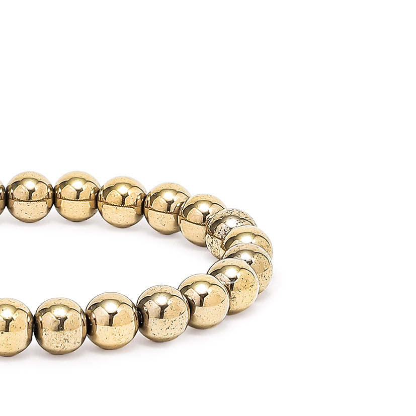 Golden Pyrite Stone Wealth Bracelet Closeup