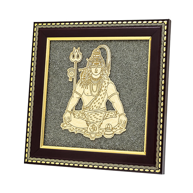 Lord Shiva Meditation Raw Pyrite Frame for Inner Peace
