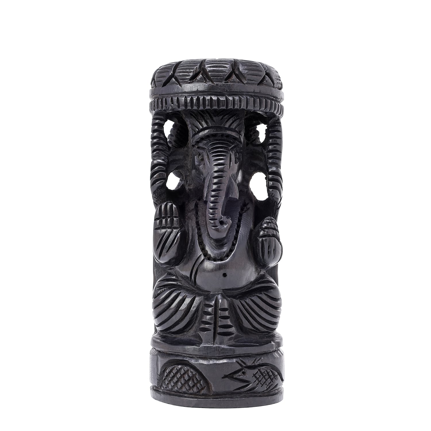 Divine Hindu Lord Ganesh Karungali Idol with Cap– Ebony Wood