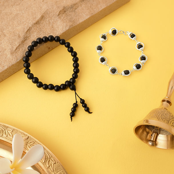 Karungali Bracelet Combo | Silver Cap & Classic Pair with Govt. Certification