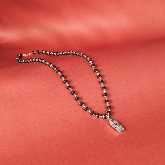 Lord Murgan Shakti Pendant with Silver Capped Karungali