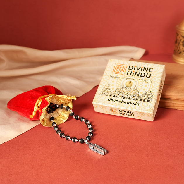 Lord Murugan Shakti Pendant with Silver Capped Karungali