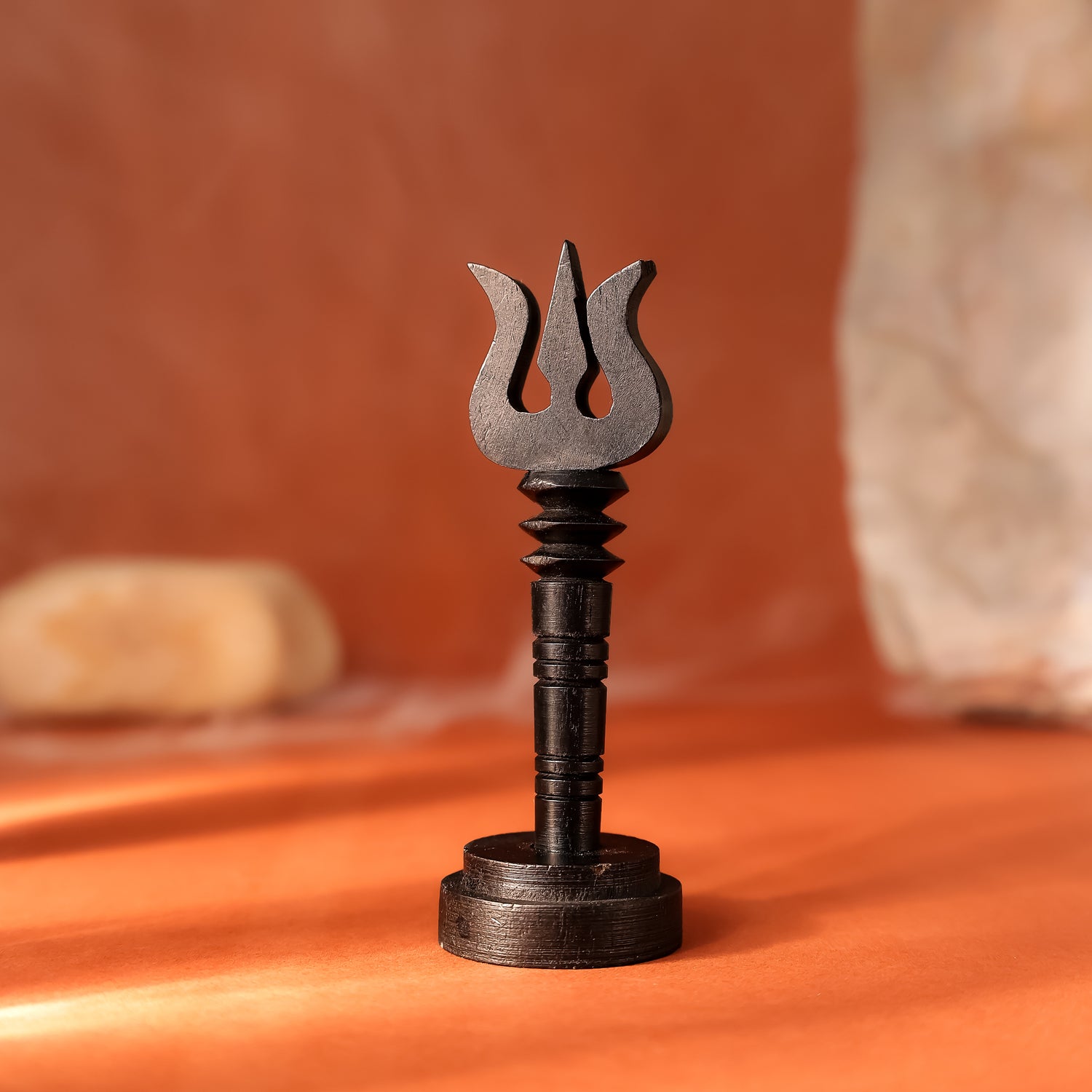 Karungali Shiva Trishool with Base - Crafted from Natural Ebony Wood