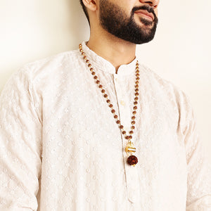 Gold-Plated Rudraksha Shiva Damroo Trishool Necklace