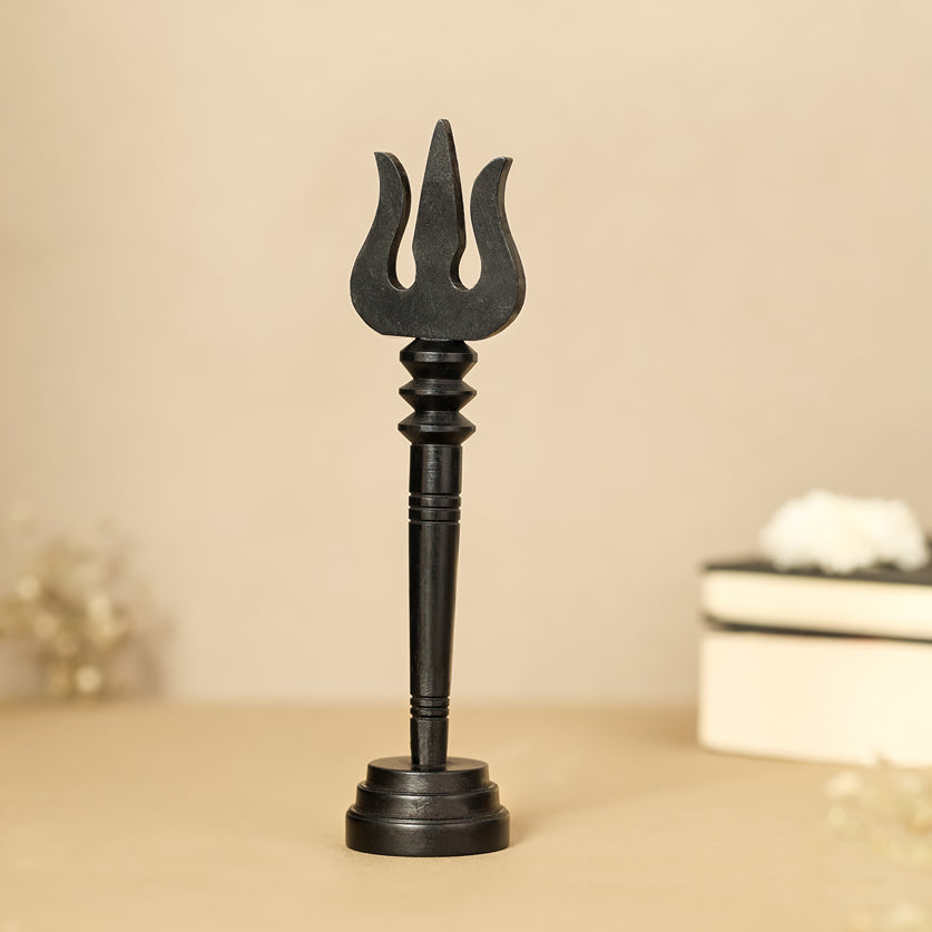 Karungali Shiva Trishool with Base - Crafted from Natural Ebony Wood