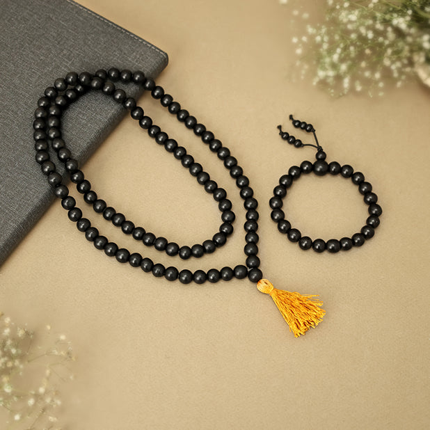 Original Karungali Malai 108-Beads & Karungali Malai Bracelet Combo with Govt. Certification