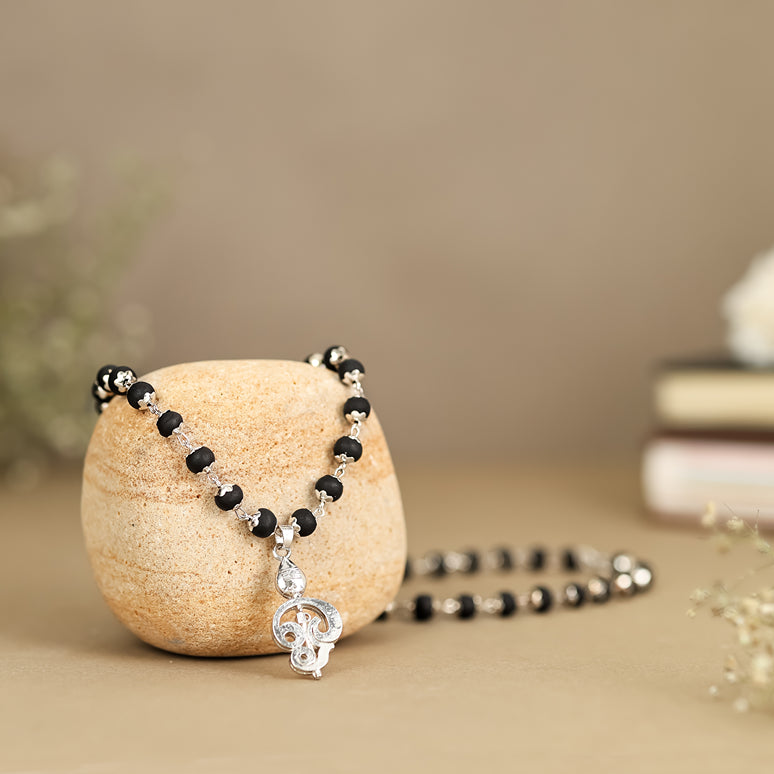 Lord Murugan Vel Pendant | Silver Cap Karungali Mala