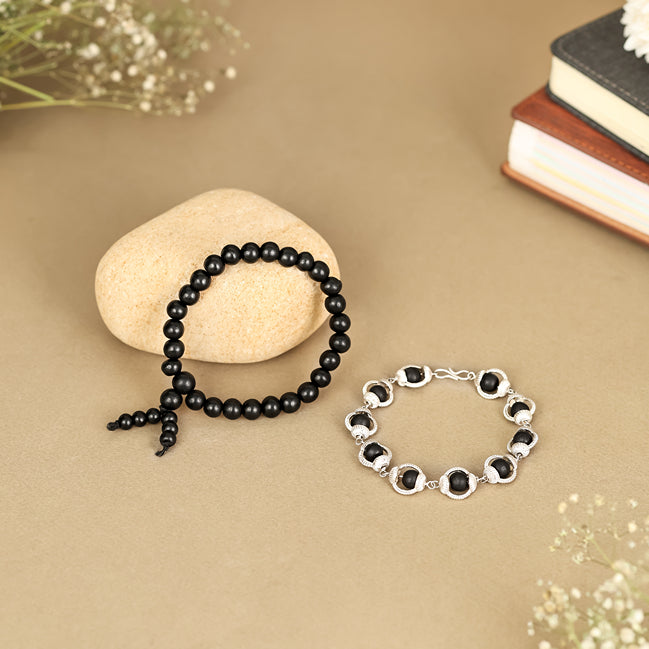 Karungali Bracelet Combo | Silver Cap & Classic Pair with Govt. Certification