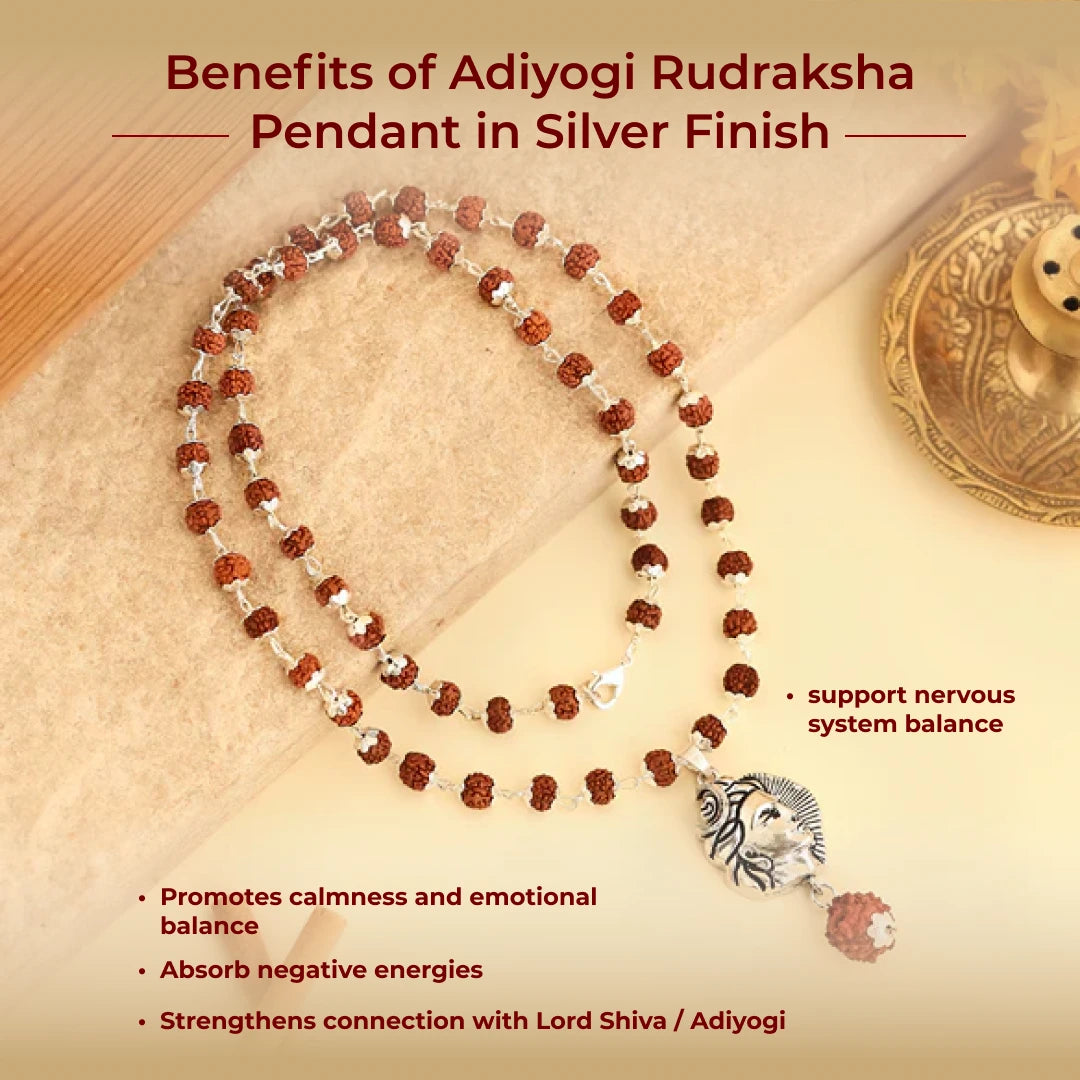 Adiyogi Rudraksha Pendant in Silver Finish