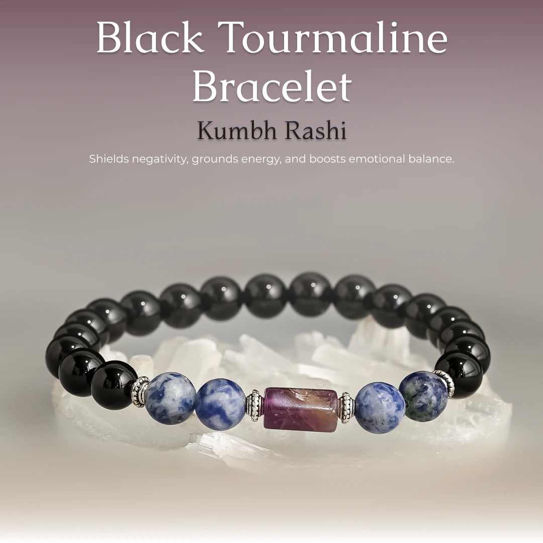 Black Tourmaline Bracelet (Kumbh Rashi) Aquarius