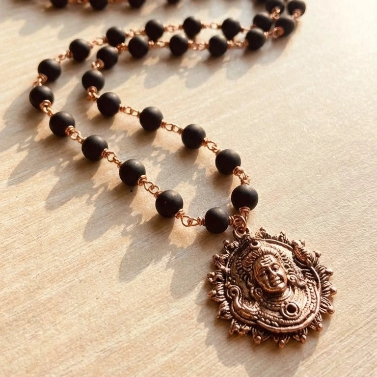Karungali Malai (Copper Wire) with Lord Murugan Face Pendant in Copper