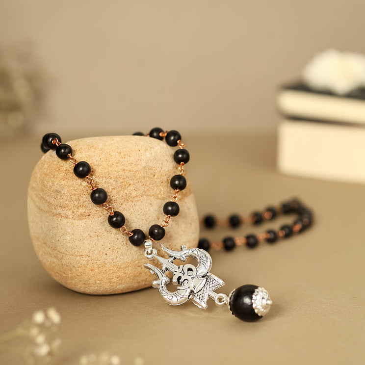 Karungali Malai (Copper wire) with Om Shiva Trishul with Larger Bead