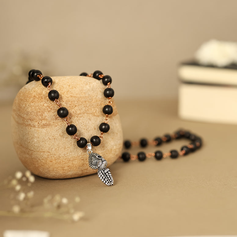 Karungali Malai (Copper wire) with Vel Peacock Pendant