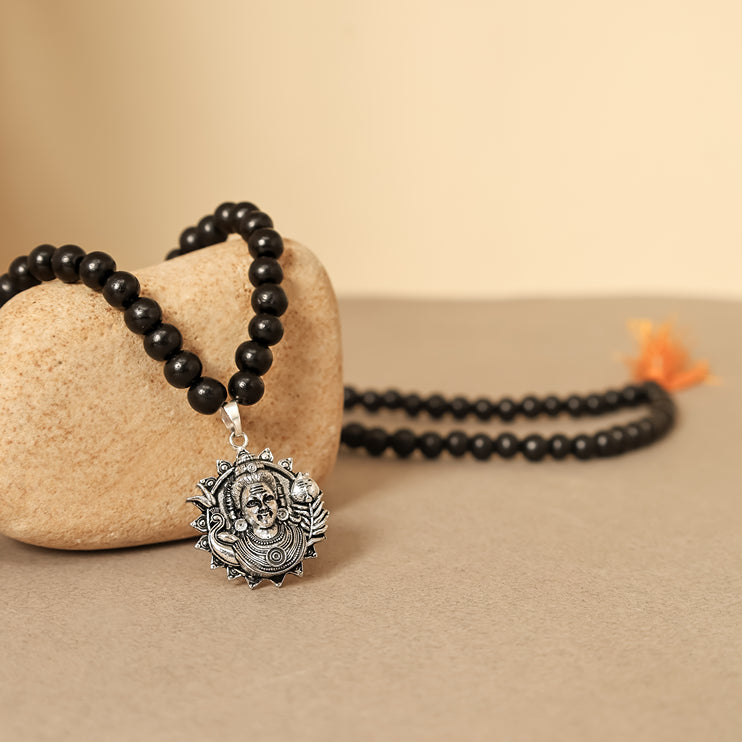 Karungali Malai with Murgan Face Pendant 8mm