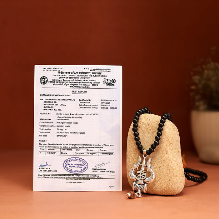 Karungali Malai with Shiv Trishul & Rudraksha Pendant with Certificate