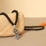 Karungali Malai with vel peacock pendant 6mmopy