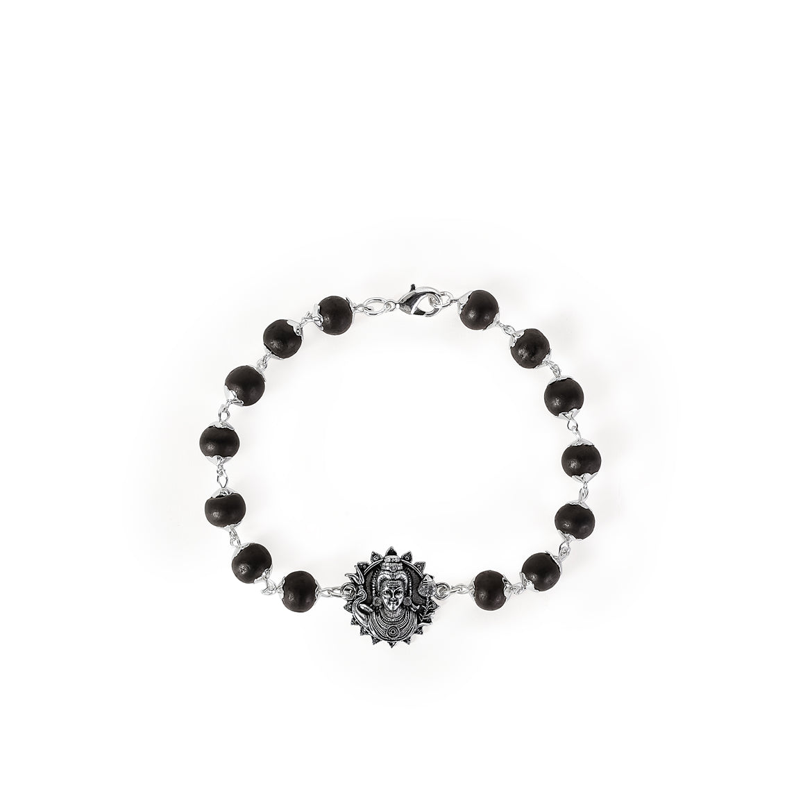 Lord Murgan Face Bracelet with Silver Capped Karungali