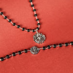 Lord Murugan Silver-Capped Karungali Combo (Pendant & Bracelet) Closeup