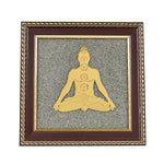 Meditating 7 Chakra Body Raw Pyrite Frame for Energy Alignment