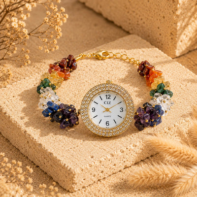 Natural 7 Chakra Stone Chips Watch | Healing Crystal Wrist Watch